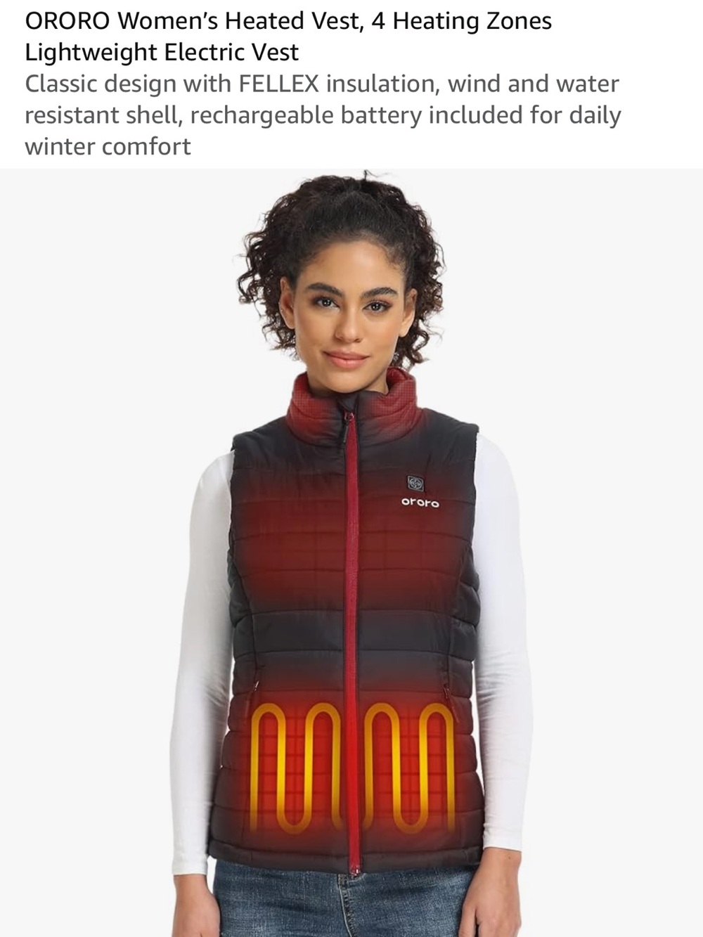 ORORO Women's Heated Vest with battery pack NWT